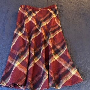 Ecco Plaid A-Line Skirt in Burgundy and Mustard